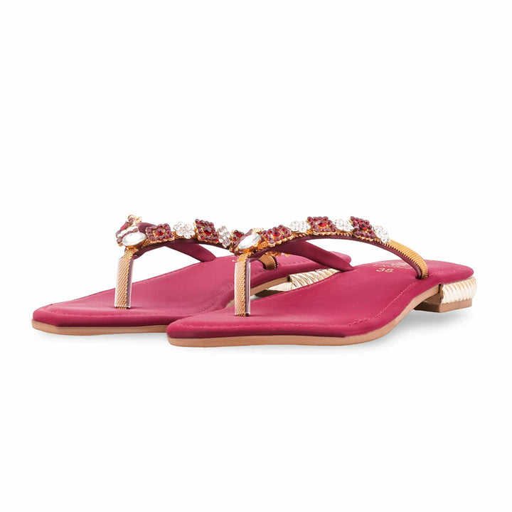 Maroon Fancy Chappal For Women FN0822
