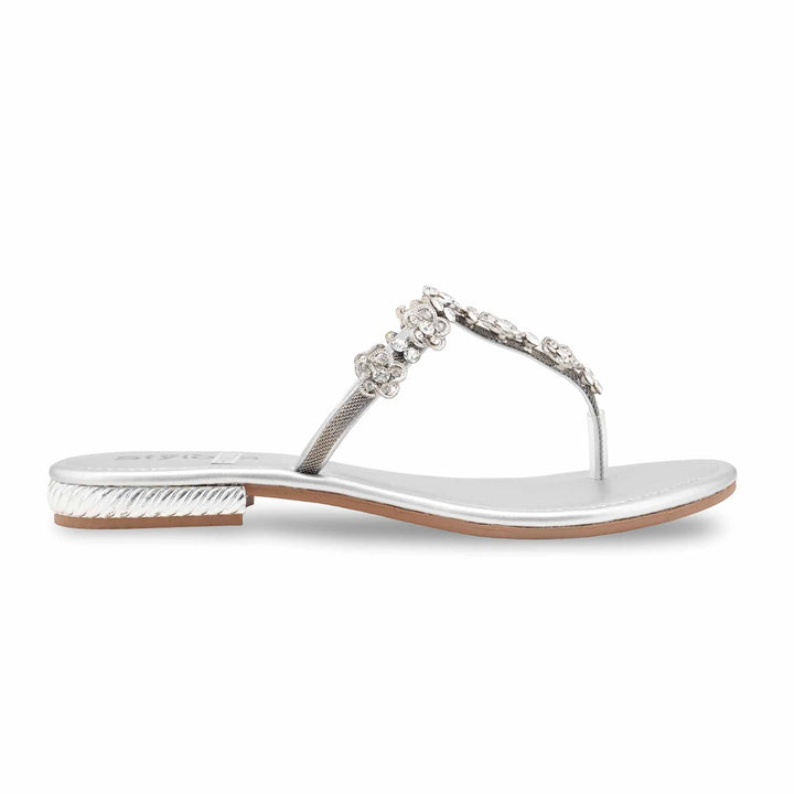 Silver Fancy Chappal For Women FN0823