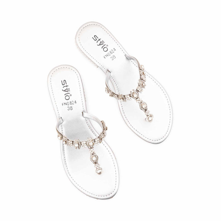 Silver Fancy Chappal For Women FN0824