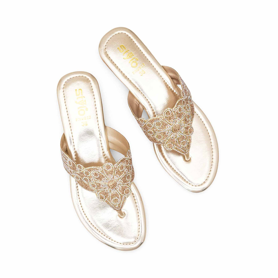Golden Fancy Chappal For Women FN0827
