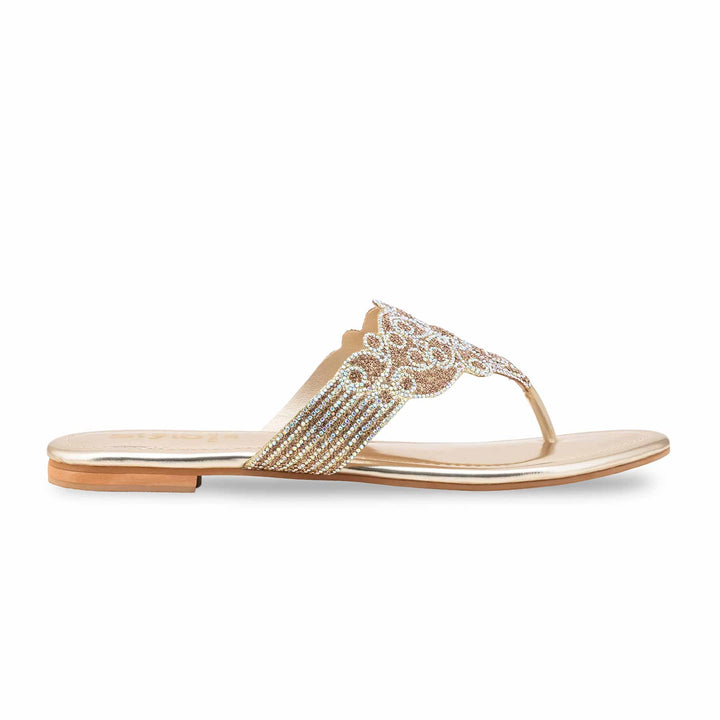 Golden Fancy Chappal For Women FN0827