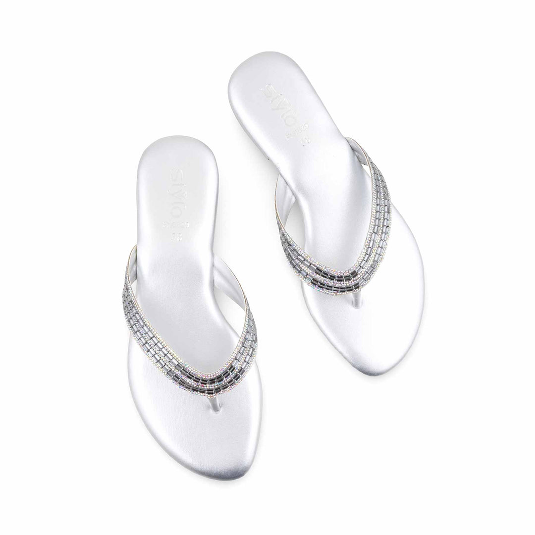 Silver Fancy Chappal For Ladies FN0829
