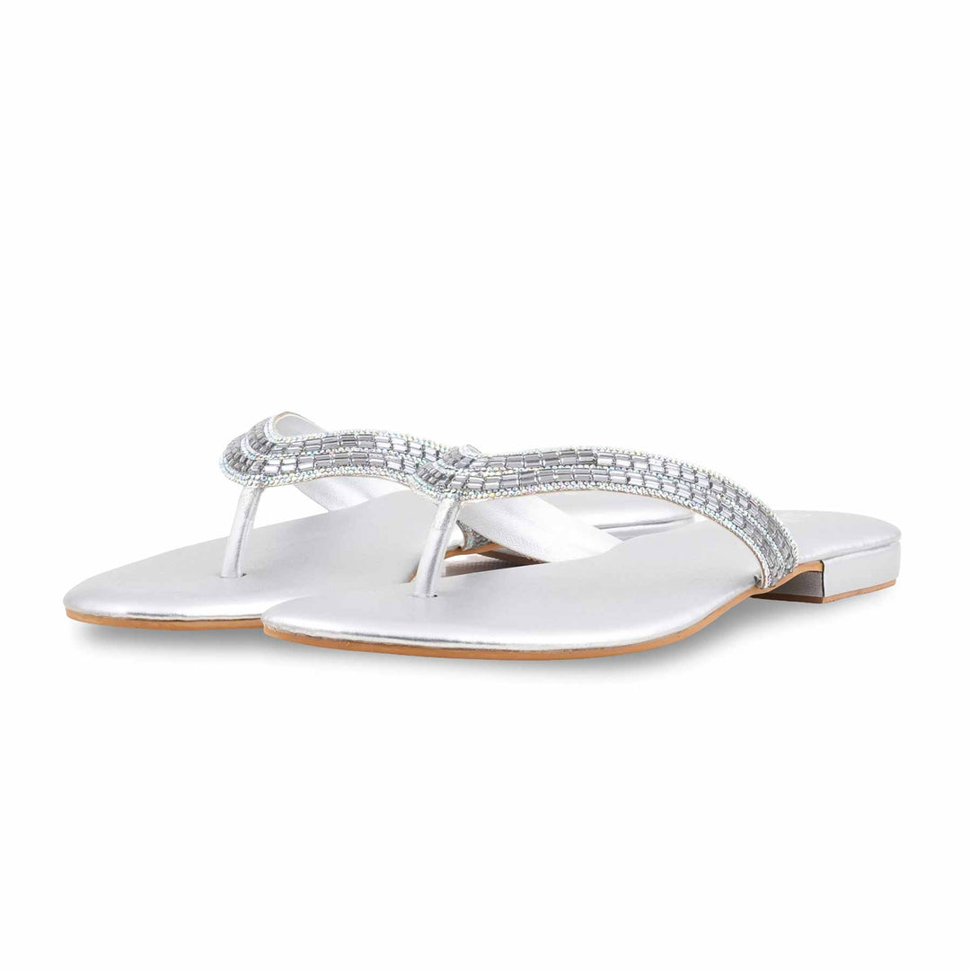 Silver Fancy Chappal For Ladies FN0829
