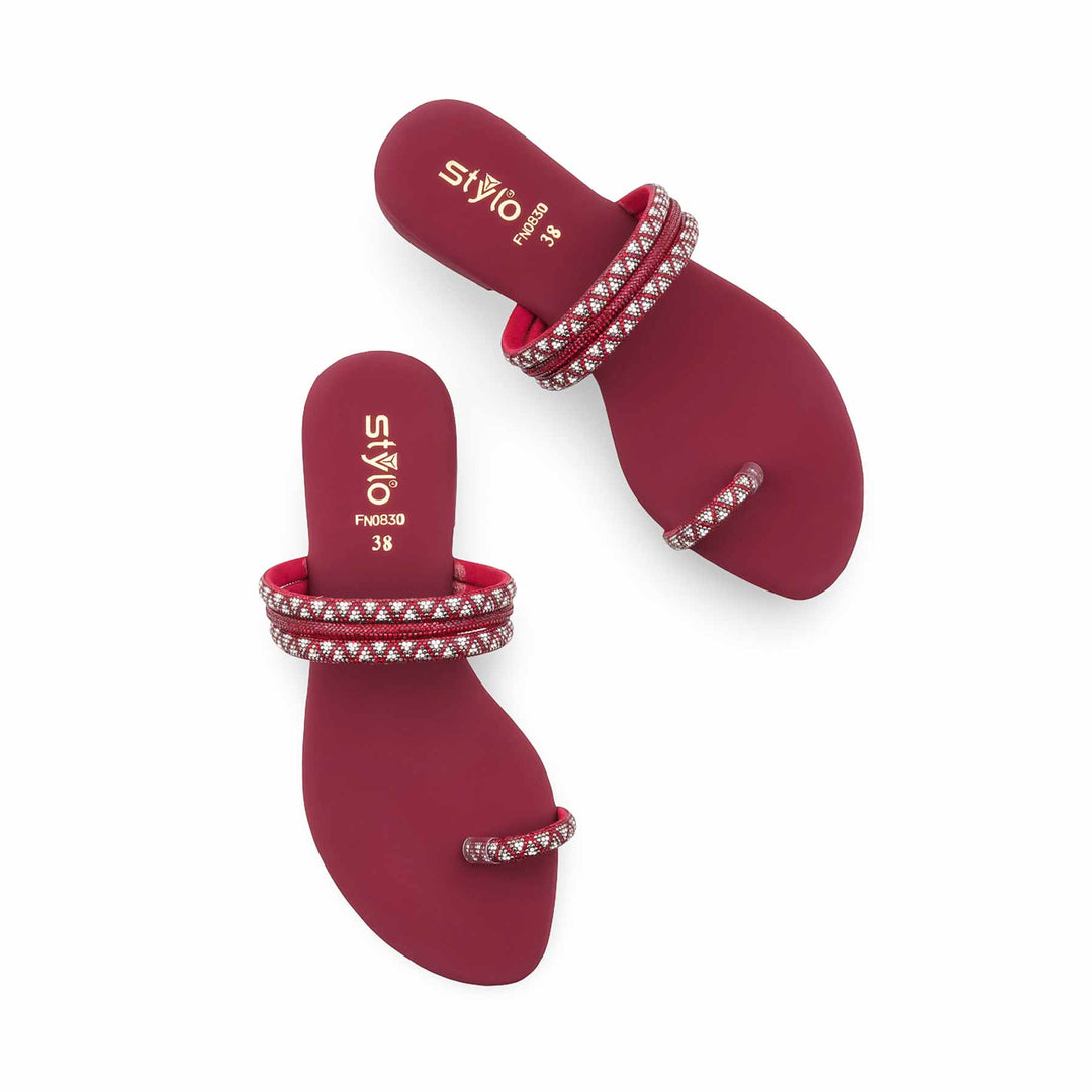 Maroon Fancy Chappal For Women FN0830