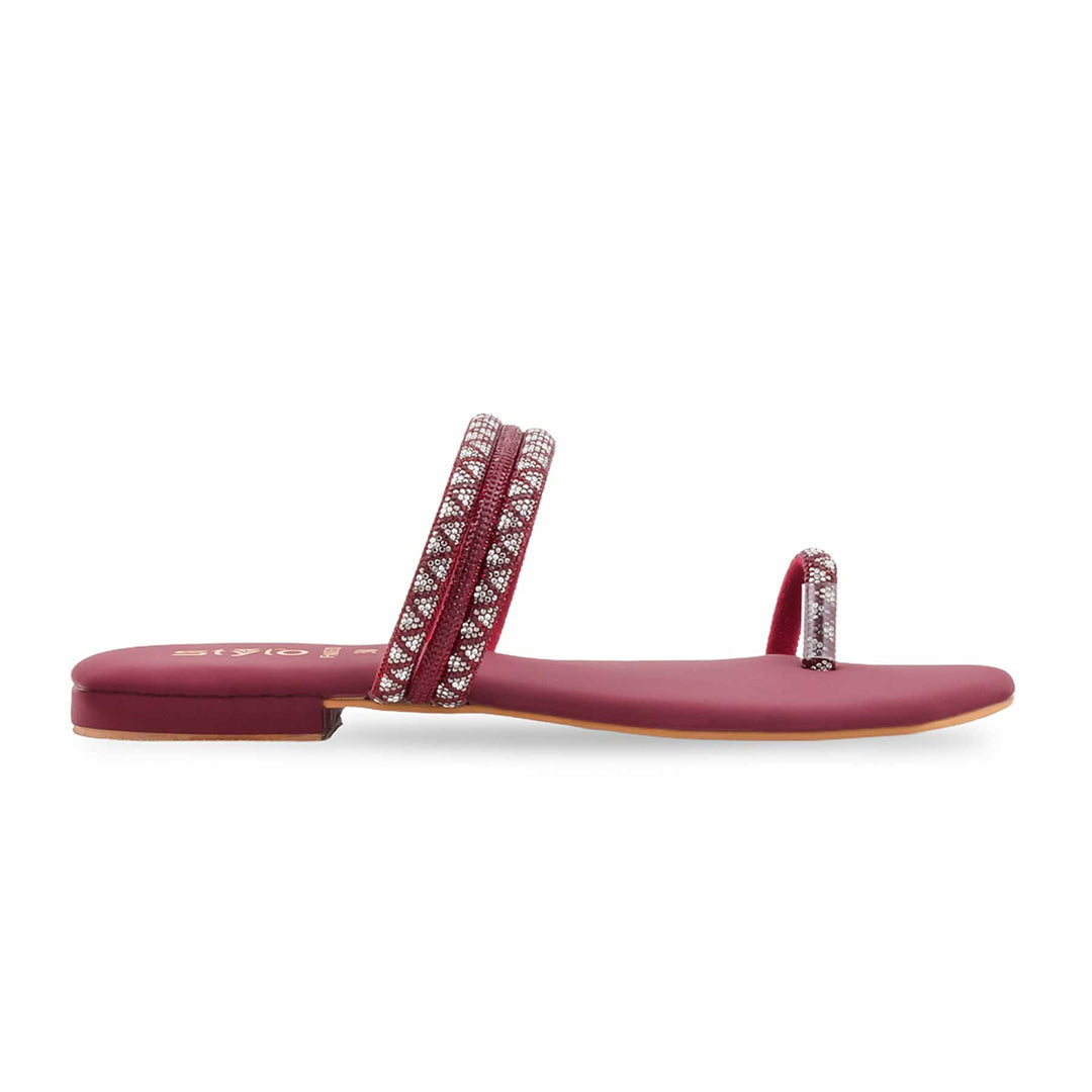 Maroon Fancy Chappal For Women FN0830
