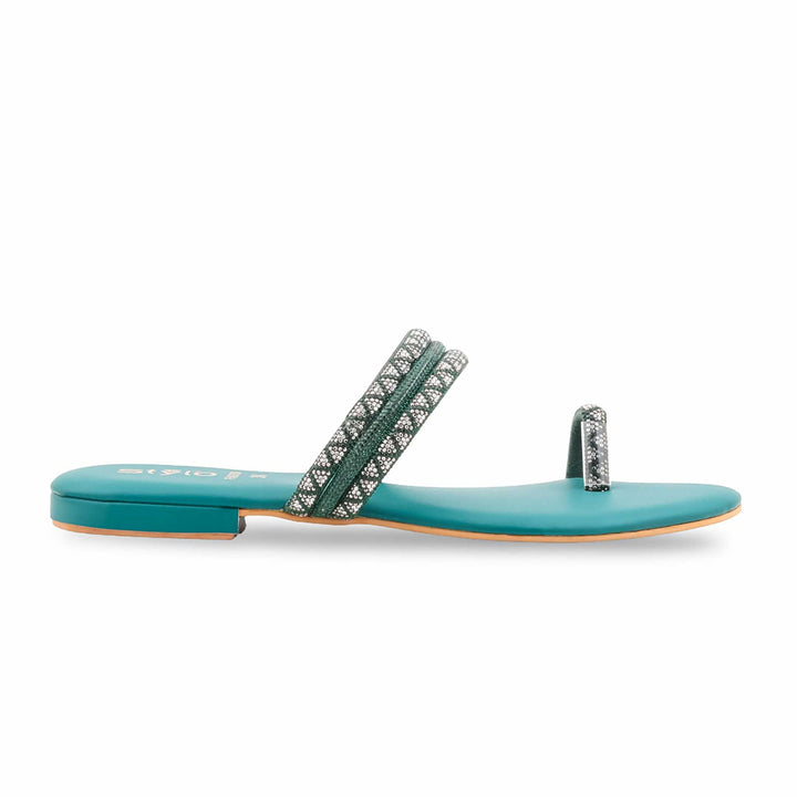 Green Fancy Chappal For Women FN0830