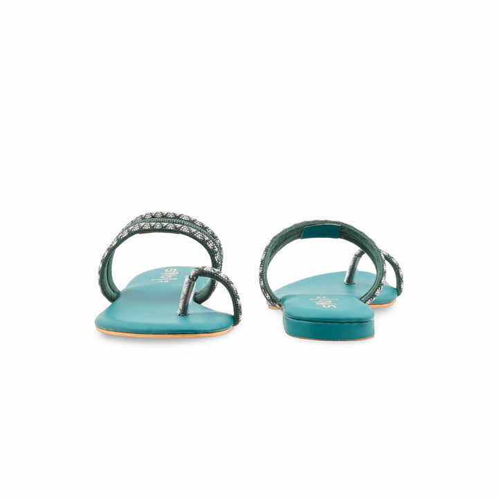 Green Fancy Chappal For Women FN0830