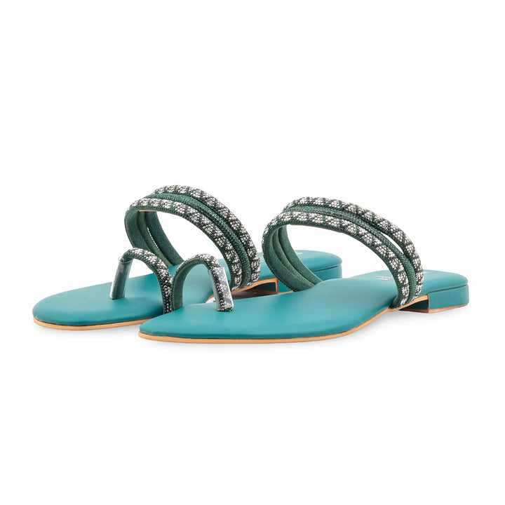 Green Fancy Chappal For Women FN0830