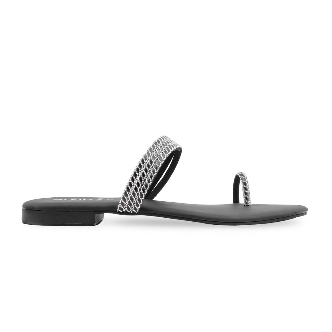 Black Fancy Chappal For Ladies FN0831