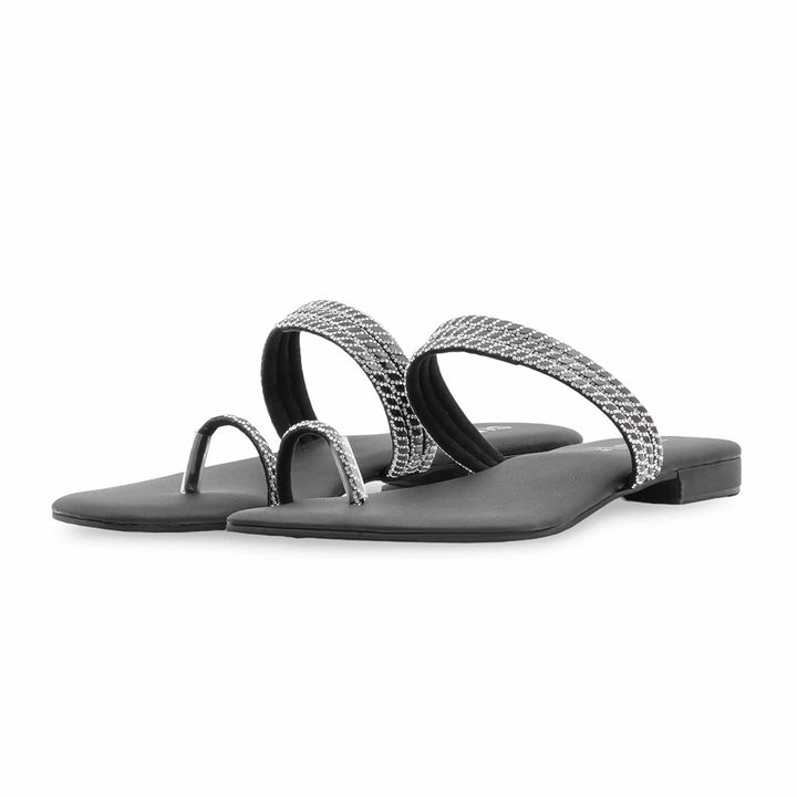 Black Fancy Chappal For Ladies FN0831
