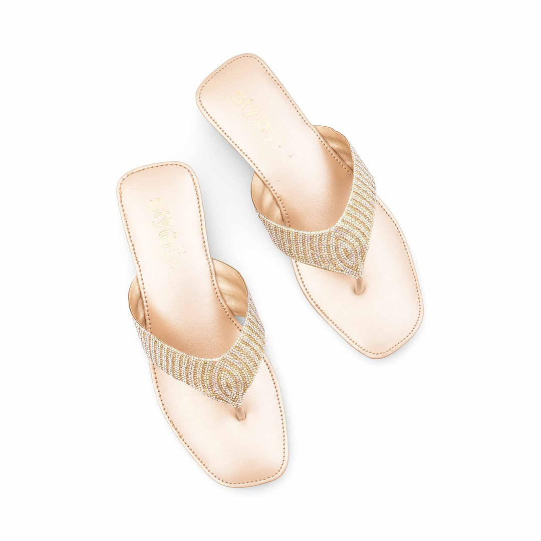 Golden Fancy Chappal For Women FN0832