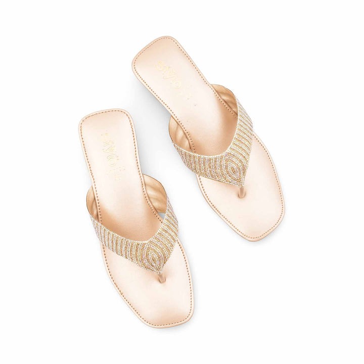 Golden Fancy Chappal For Women FN0832