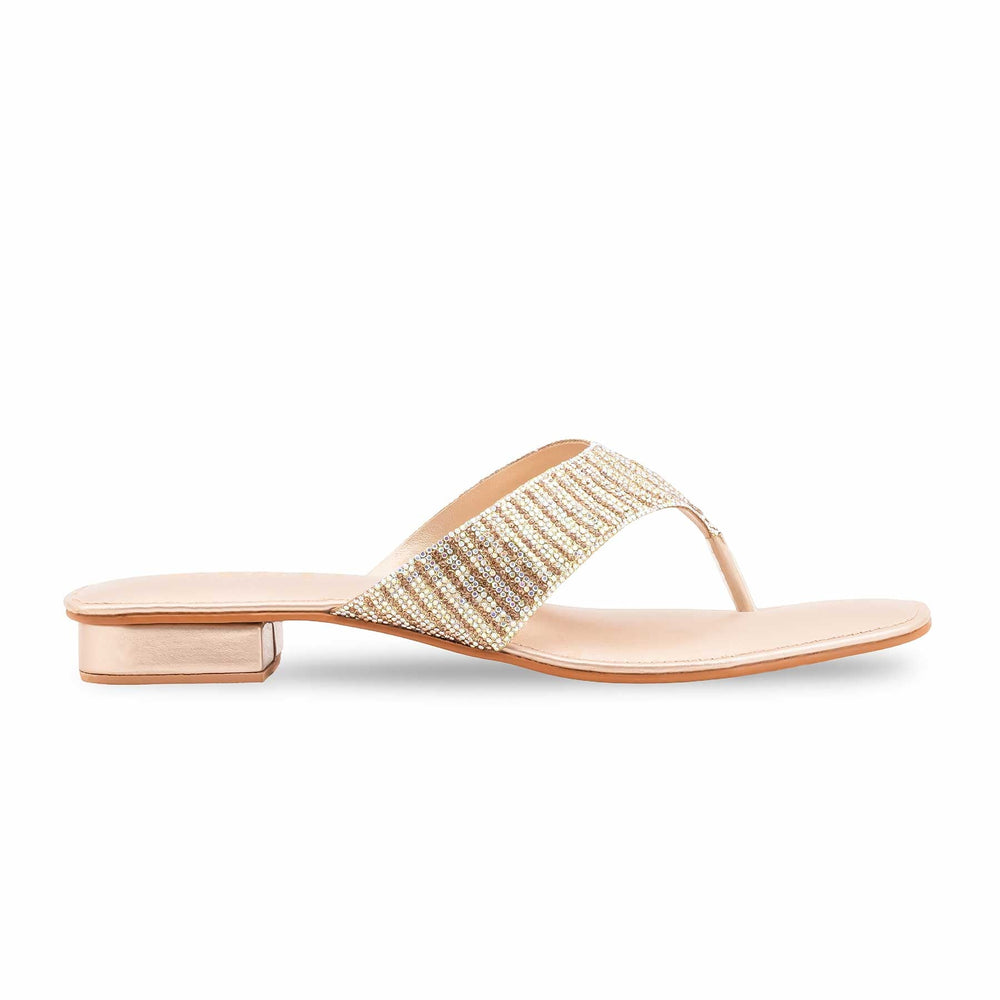 Golden Fancy Chappal For Women FN0832