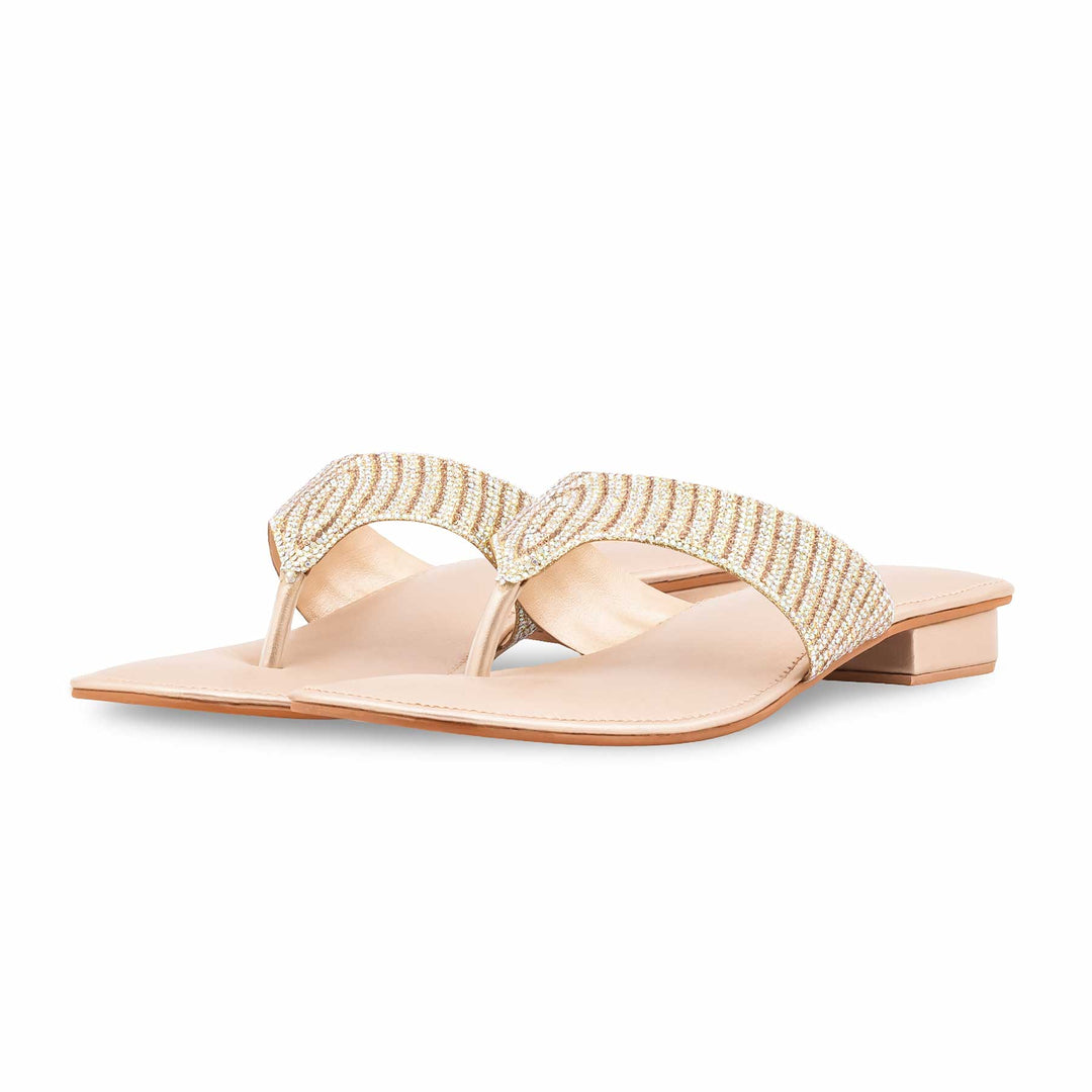 Golden Fancy Chappal For Women FN0832