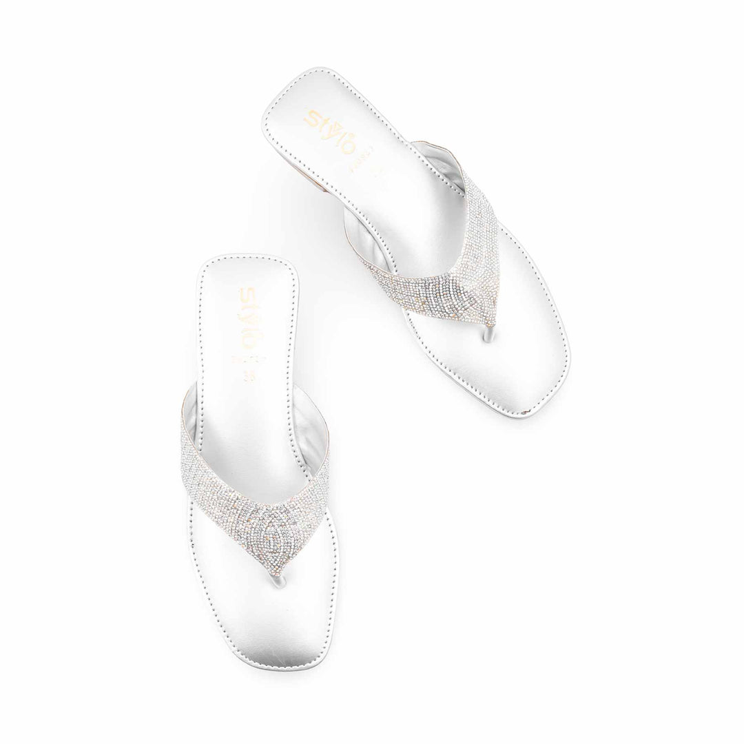 Silver Fancy Chappal For Women FN0832