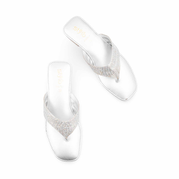 Silver Fancy Chappal For Women FN0832