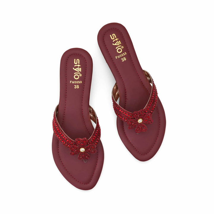 Maroon Fancy Chappal For Women FN0833
