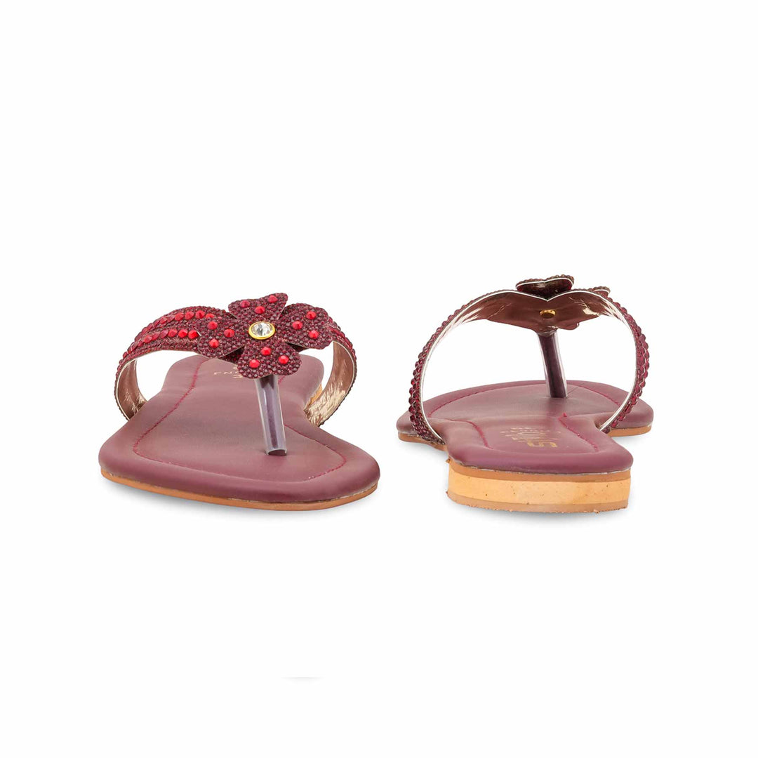 Maroon Fancy Chappal For Women FN0833