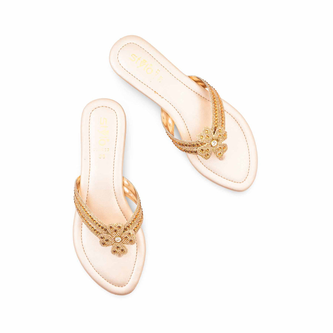 Golden Fancy Chappal For Ladies FN0833