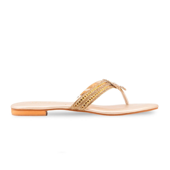 Golden Fancy Chappal For Ladies FN0833