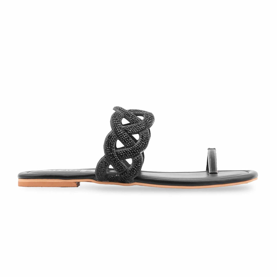 Black Fancy Chappal For Women FN0835