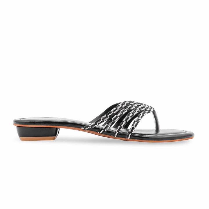 Black Fancy Chappal For Women FN0837