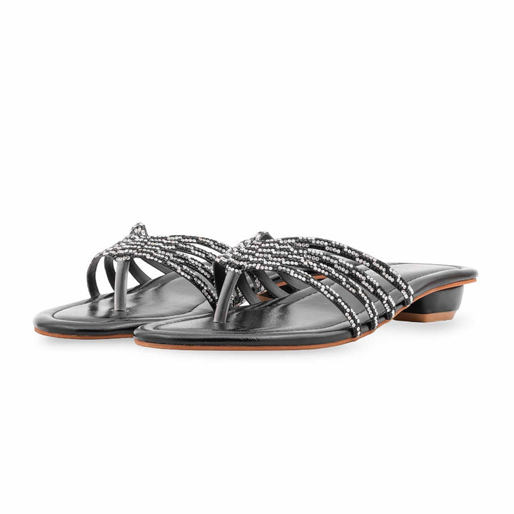 Black Fancy Chappal For Women FN0837