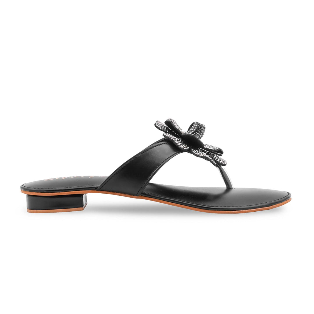 Black Fancy Chappal For Women FN0838