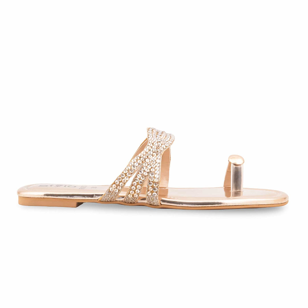 Golden Fancy Chappal For Women FN0839
