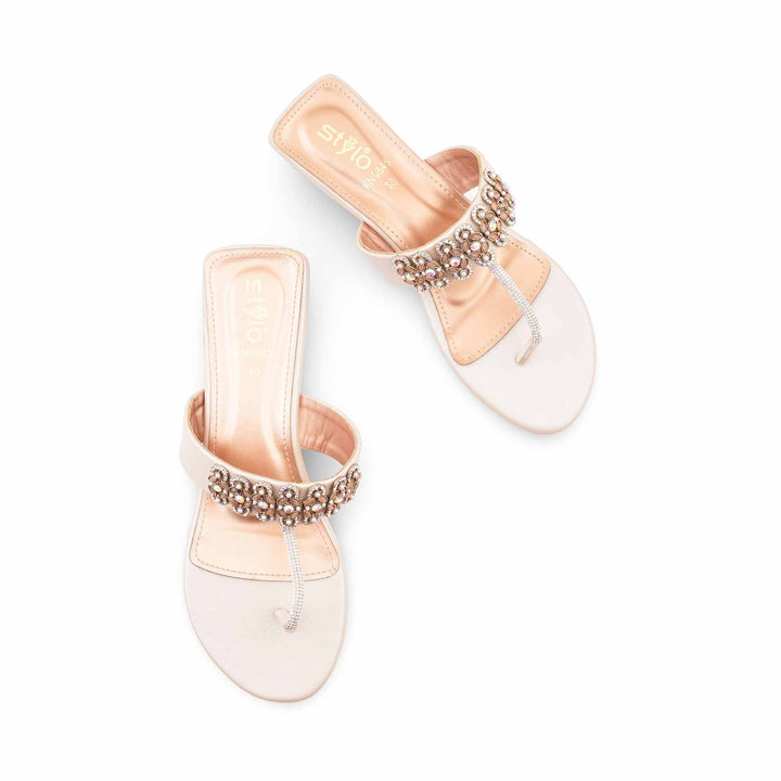 Beige Fancy Chappal For Ladies FN0845