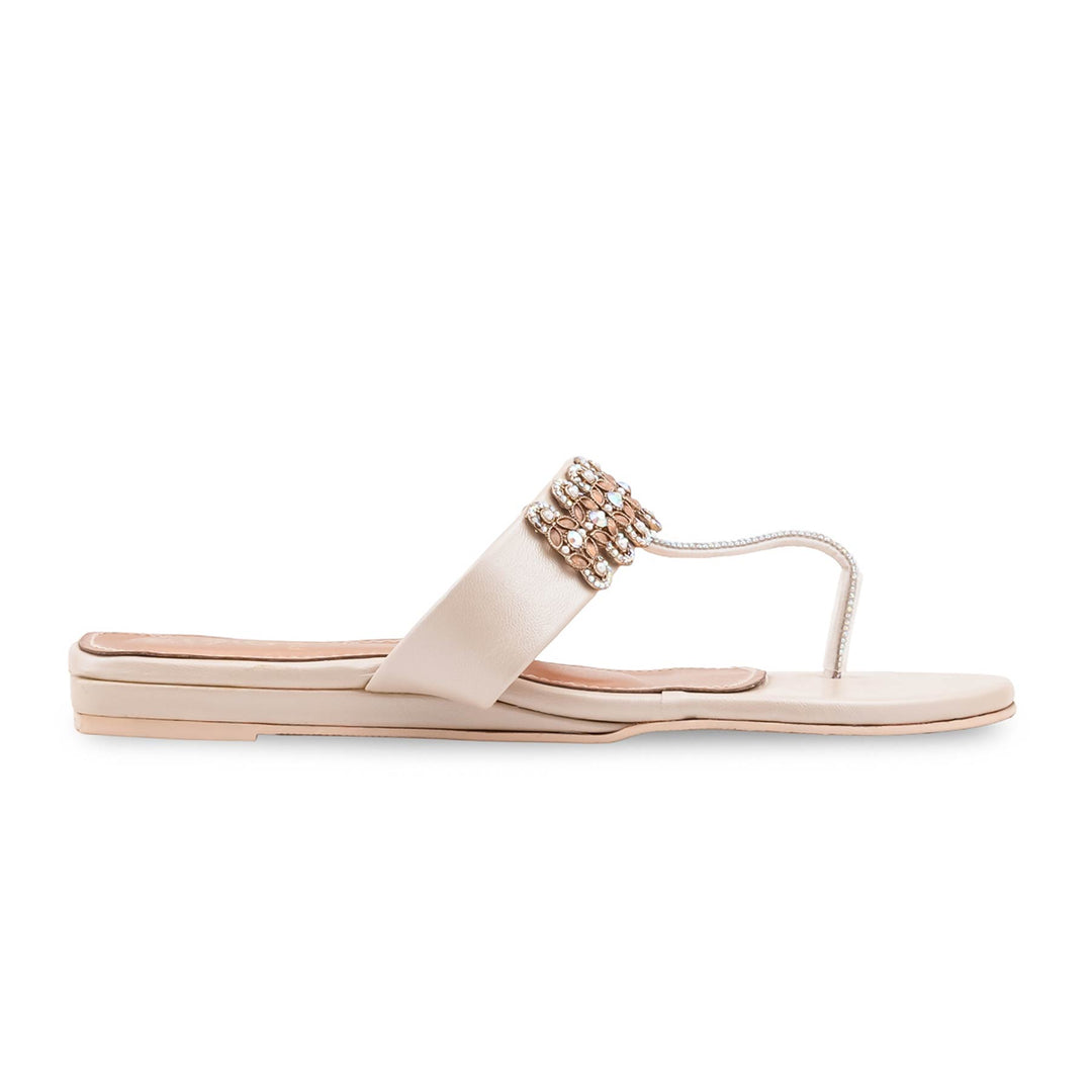 Beige Fancy Chappal For Ladies FN0845