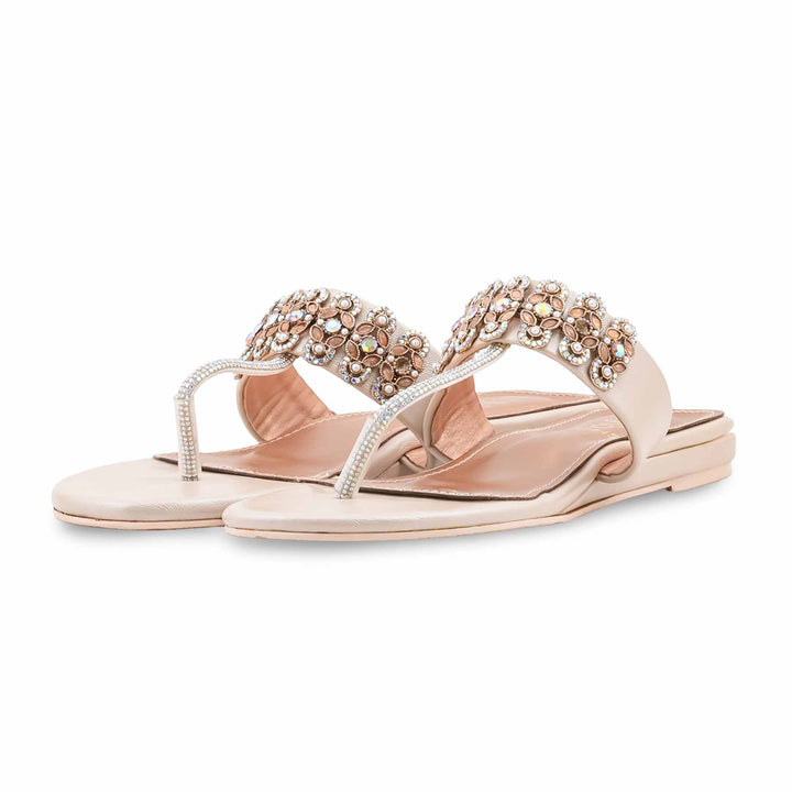 Beige Fancy Chappal For Ladies FN0845