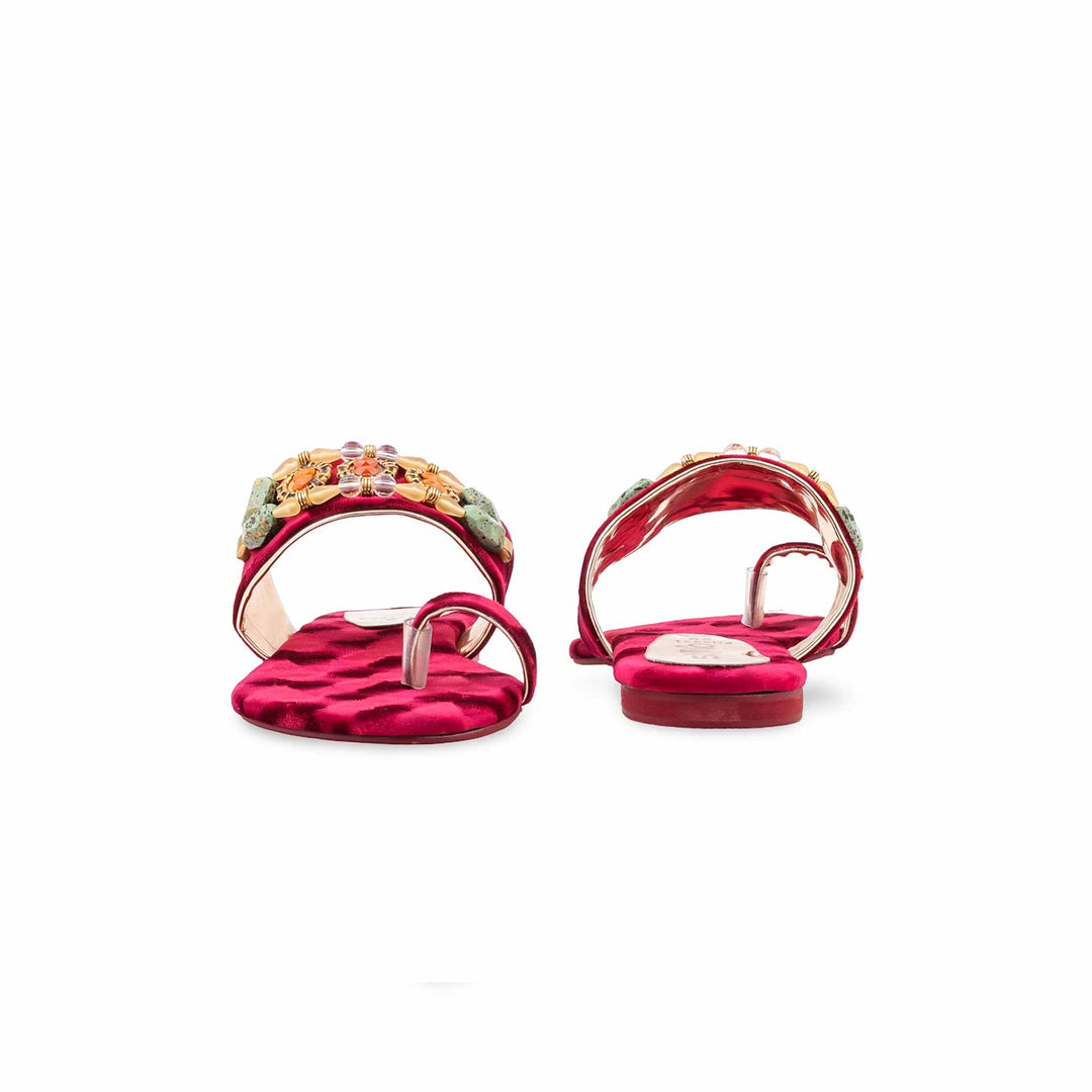 Maroon Fancy Chappal For Ladies FN0851