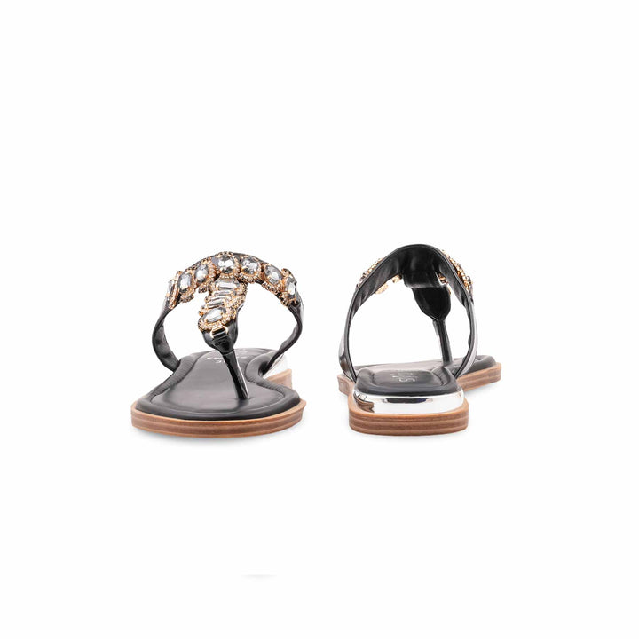 Black Fancy Chappal For Ladies FN0852