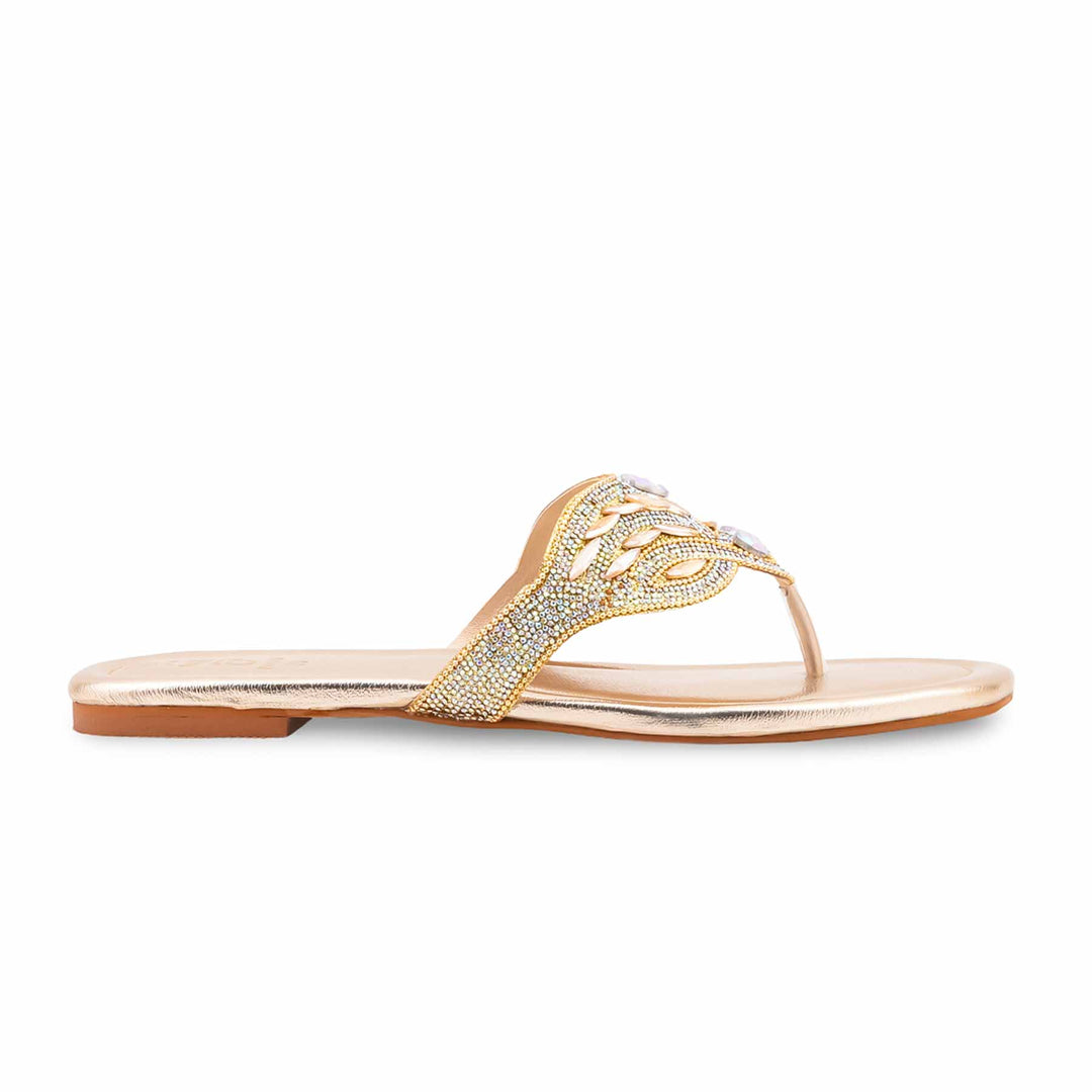 Golden Fancy Chappal For Ladies FN0869