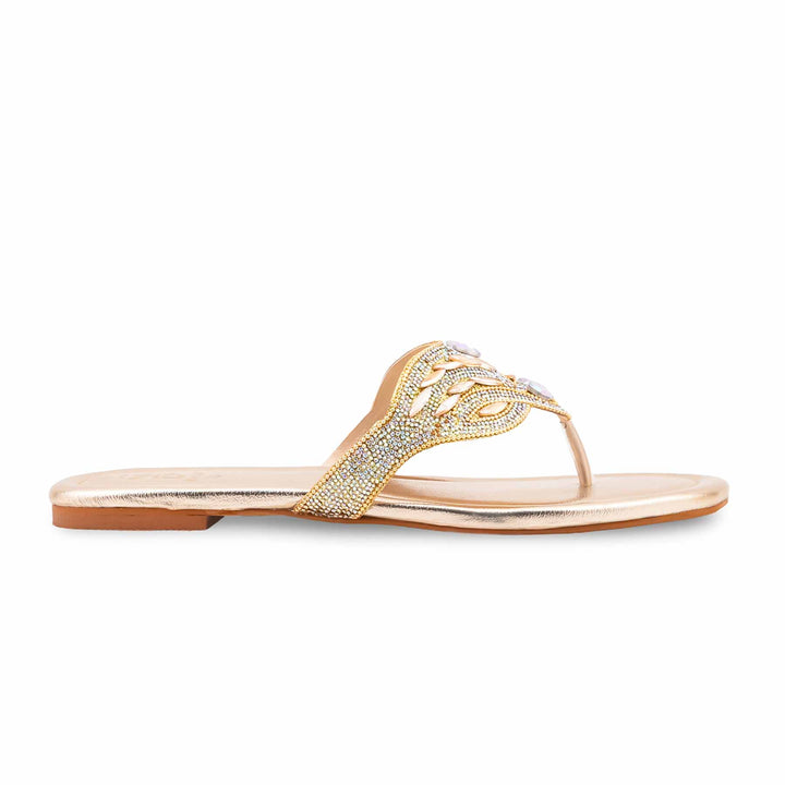 Golden Fancy Chappal For Ladies FN0869