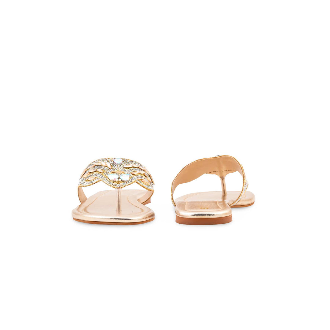Golden Fancy Chappal For Ladies FN0869