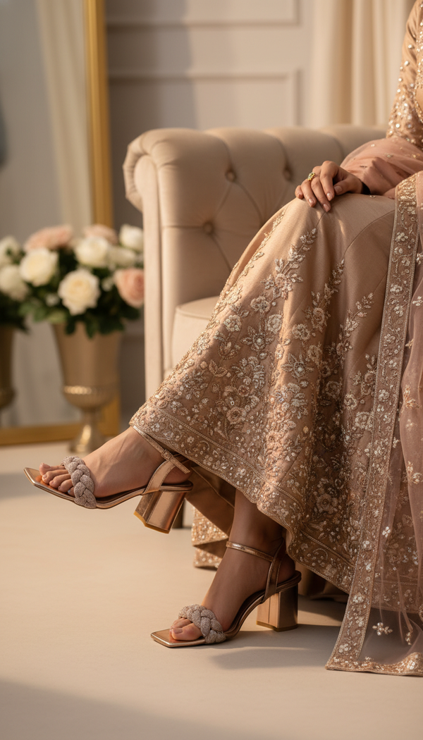 Peach Fancy Bridal Sandal FN5497
