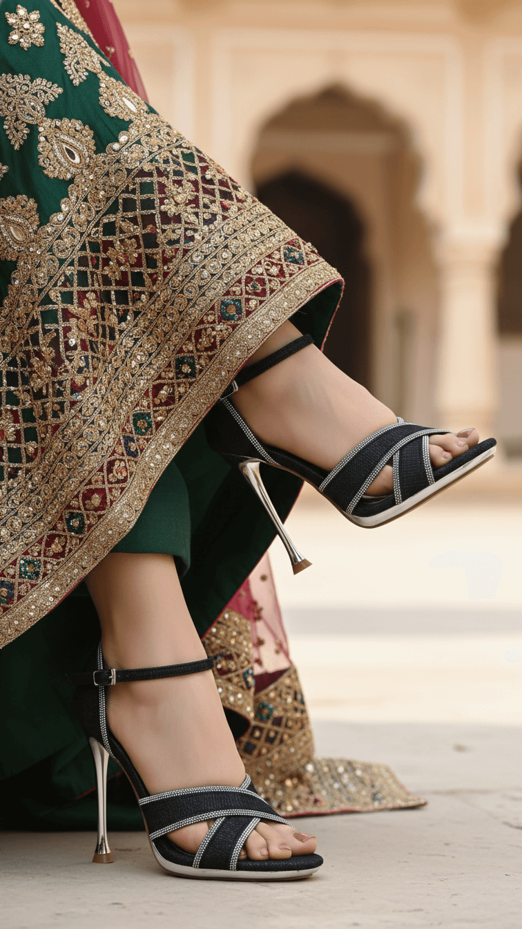 Black Fancy Bridal Sandal FN5779