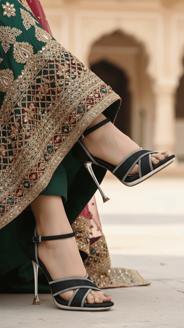 Black Fancy Bridal Sandal FN5779