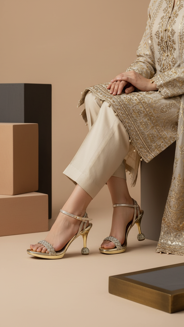 Golden Fancy Bridal Sandal FN5782