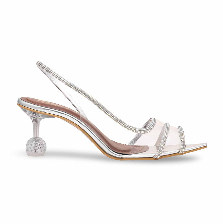 Silver Fancy Sandal For Women FN6005