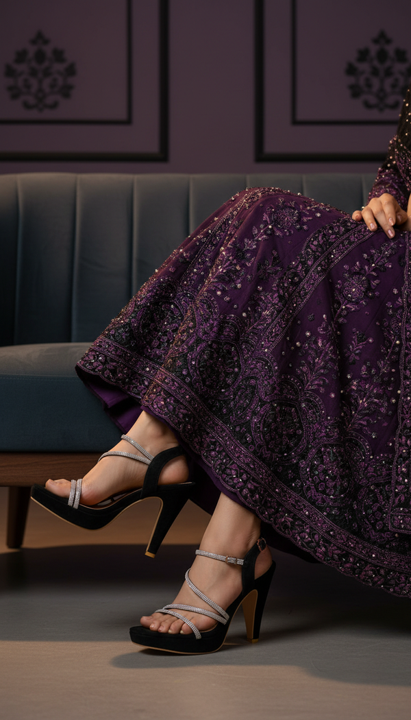 Black Fancy Bridal Sandal FN6011