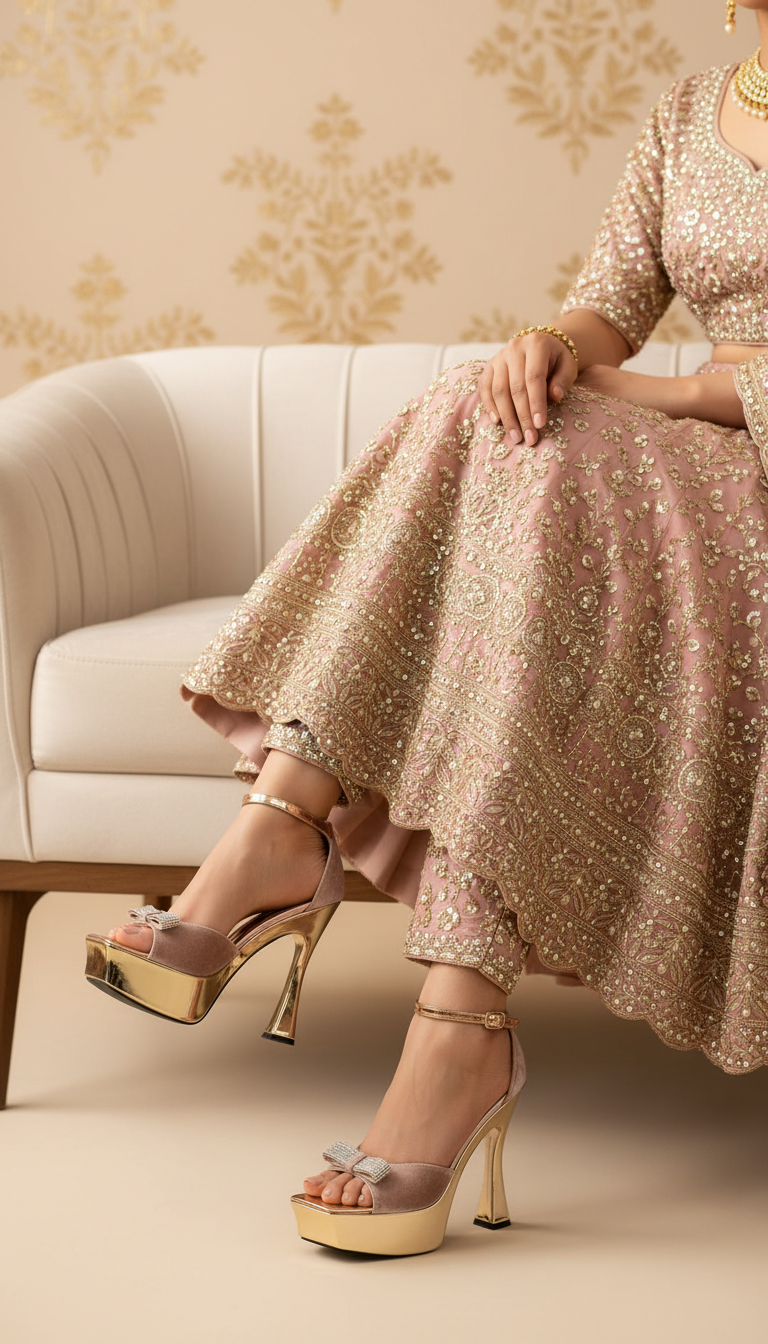 Peach Fancy Bridal Sandal FN6015