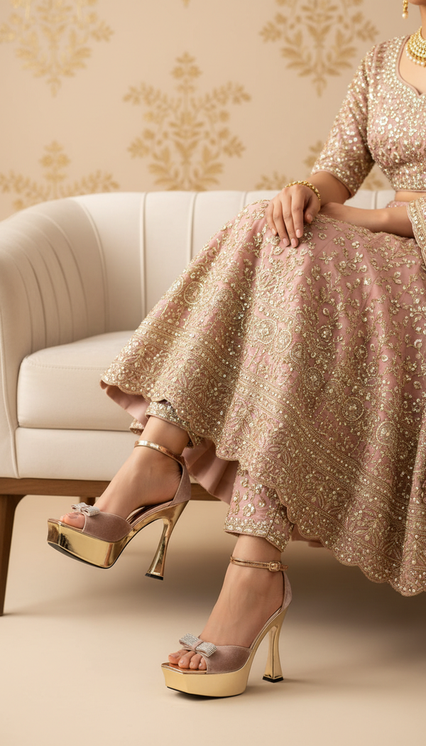 Peach Fancy Bridal Sandal FN6015