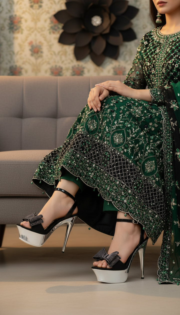 Black Fancy Bridal Sandal FN6017