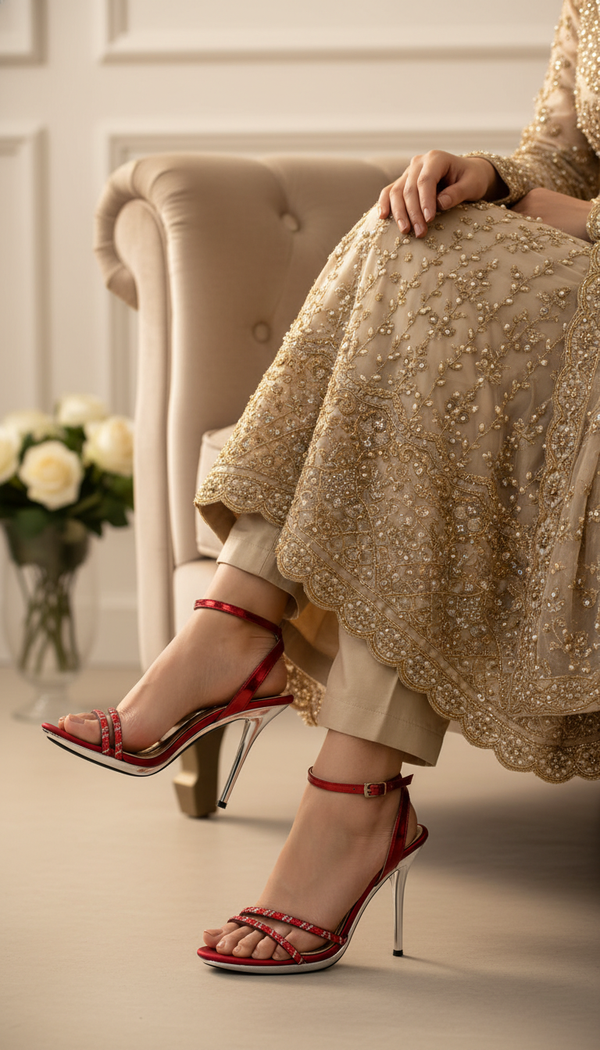 Maroon Fancy Bridal Sandal FN6018