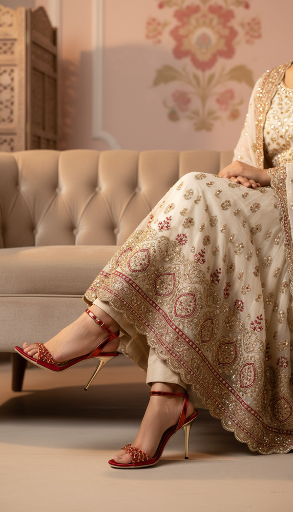 Maroon Fancy Bridal Sandal FN6019