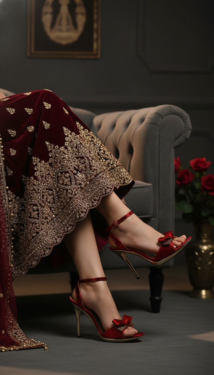 Maroon Fancy Bridal Sandal FN6020