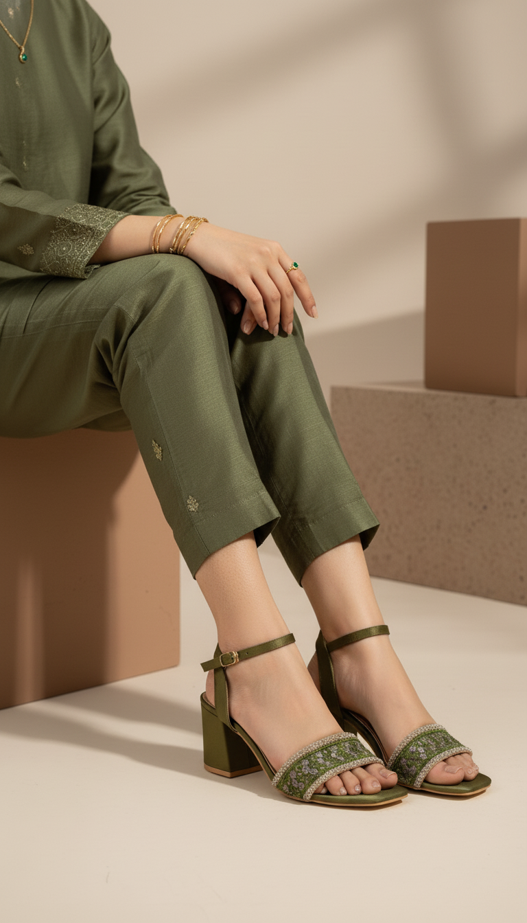 Olive Fancy Sandal FN6030